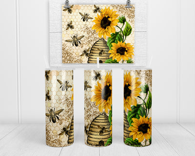 Beehive Sunflowers 20 oz insulated tumbler with lid and straw