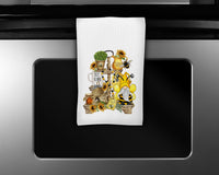 Bee with Tier Tray Waffle Weave Microfiber Kitchen Towel - Sew Lucky Embroidery