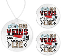 Big Veins Car Charm and set of 2 Sandstone Car Coasters - Sew Lucky Embroidery