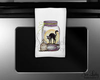 This one features a black cat in a mason jar standing in front of a full moon.