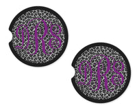 Black Leopard Personalized Stone Car Coasters