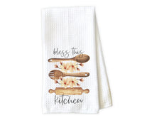 Bless This Kitchen Floral Waffle Weave Microfiber Kitchen Towel - Sew Lucky Embroidery