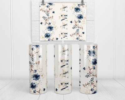 Blue Floral Mama 20 oz insulated tumbler with lid and straw
