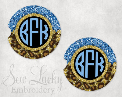 Blue Cheetah Sand Sandstone Car Coasters (Set of Two)