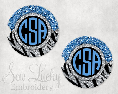 Blue Zebra Sand Sandstone Car Coasters (Set of Two)
