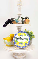 Blueberry Lemon Welcome Tier Tray Sign and Stand - Sew Lucky Embroidery