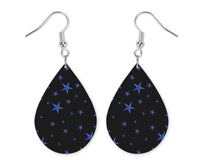 Blue Stars Teardrop Earrings - Sew Lucky Embroidery