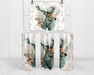 Boho Deer 20 oz insulated tumbler with lid and straw