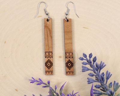 Boho Tribal Cherrywood Dangle Earrings