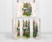 Boho Wolf 20 oz insulated tumbler with lid and straw - Sew Lucky Embroidery