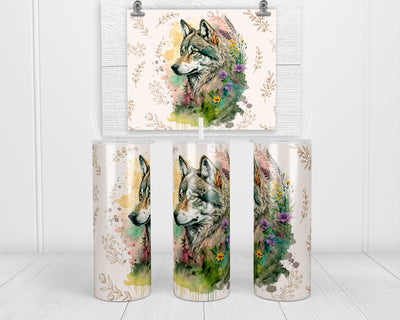 Boho Wolf 20 oz insulated tumbler with lid and straw