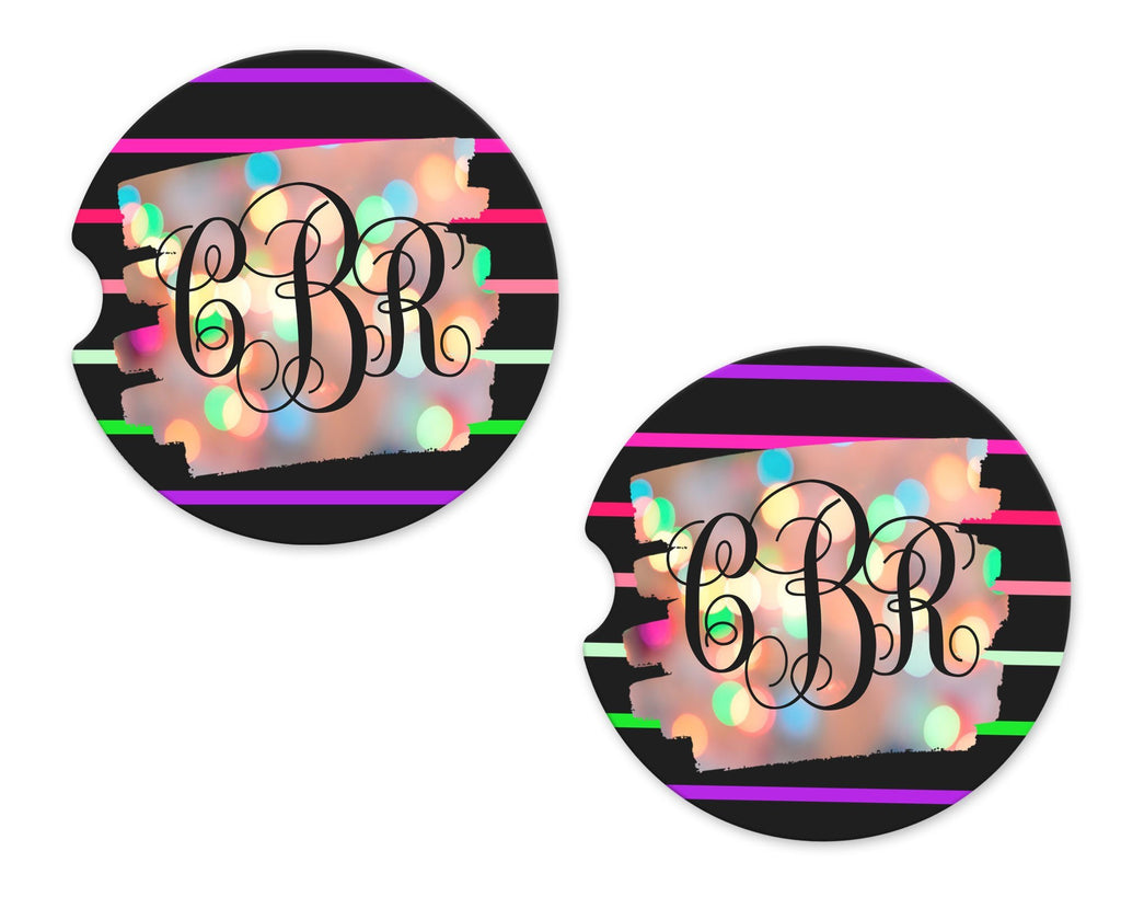 Bokeh Stripes Sandstone Car Coasters 
