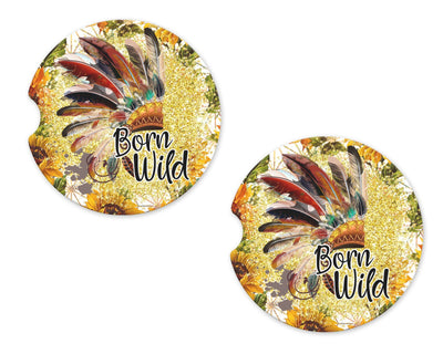 Born Wild Sandstone Car Coasters (Set of Two)