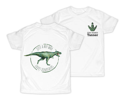 Boy Loves Velociraptor Dinosaurs Personalized Short or Long Sleeves Shirt
