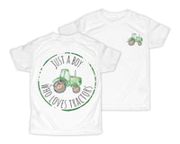 Boy Who Loves Tractors Personalized Short or Long Sleeves Shirt - Sew Lucky Embroidery