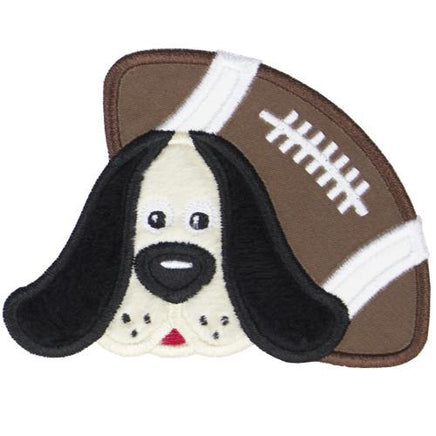 Boy Hound Dog Football Patch - Sew Lucky Embroidery