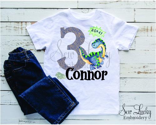 Boys Dinosaur Birthday Personalized Printable Shirt