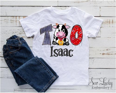 Boys Farm Cow Personalized Birthday Shirt