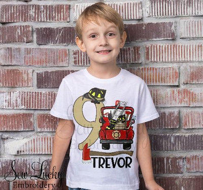 Boys Firefighter Birthday Personalized Shirt