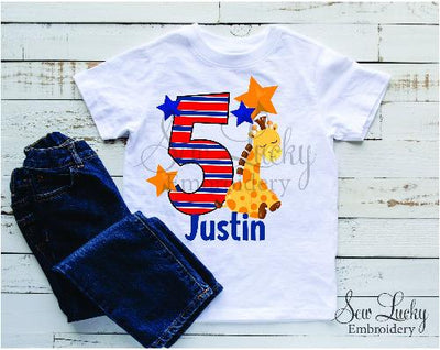 Boys Giraffe Personalized Birthday Shirt