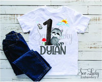 Boys Woodland Racoon Personalized Printed Shirt