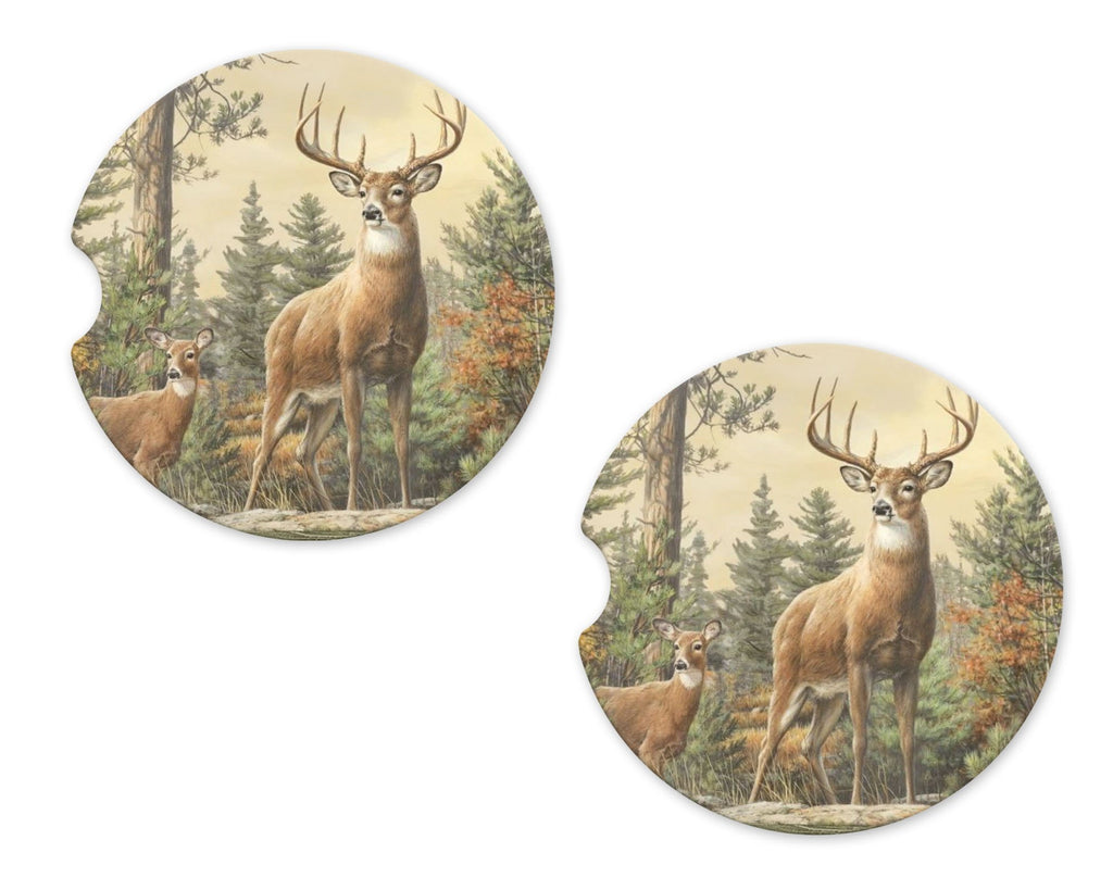 Buck and Doe Sandstone Car Coasters 