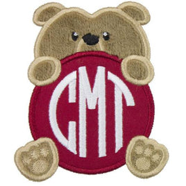 Bulldog Boy Football Monogram Patch - Sew Lucky Embroidery
