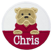 Bulldog Boy Football Monogram Patch - Sew Lucky Embroidery
