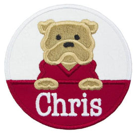 Bulldog Boy Football Monogram Patch - Sew Lucky Embroidery