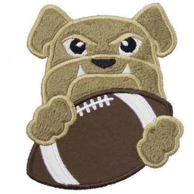 Bulldog Boy Football Sew or Iron on Embroidered Patch