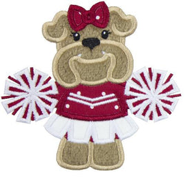 Bulldog Cheerleader Football Patch - Sew Lucky Embroidery