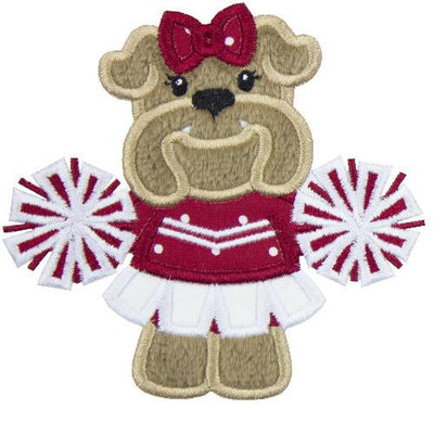 Bulldog Cheerleader Football Sew or Iron on Embroidered Patch