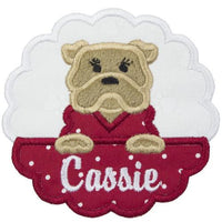 Bulldog Girl Football Monogram Patch - Sew Lucky Embroidery