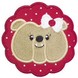 Bulldog Girl Football Patch - Sew Lucky Embroidery