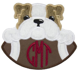 Bulldog Monogram Football Patch - Sew Lucky Embroidery