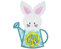 Bunny Monogram Watering Can Patch - Sew Lucky Embroidery