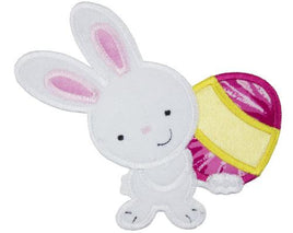 Bunny with Gold Band Egg Patch - Sew Lucky Embroidery