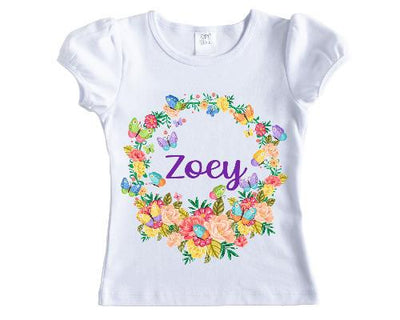 Butterfly Circle Personalized Girls Shirt