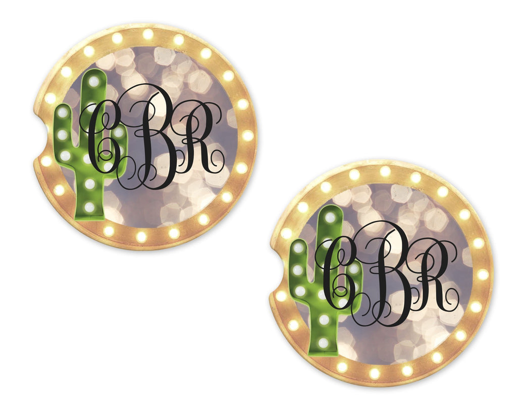 Cactus Marquee Sandstone Car Coasters