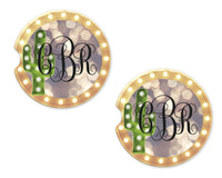 Cactus Marquee Sandstone Car Coasters