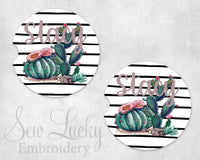 Cactus Stripes Personalized Sand Stone Car Coasters 