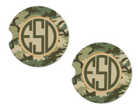 Camo Personalized Sandstone Car Coasters
