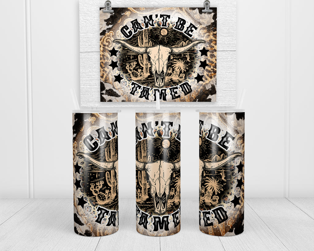 Can't Be Tamed 20 oz insulated tumbler with lid and straw - Sew Lucky Embroidery