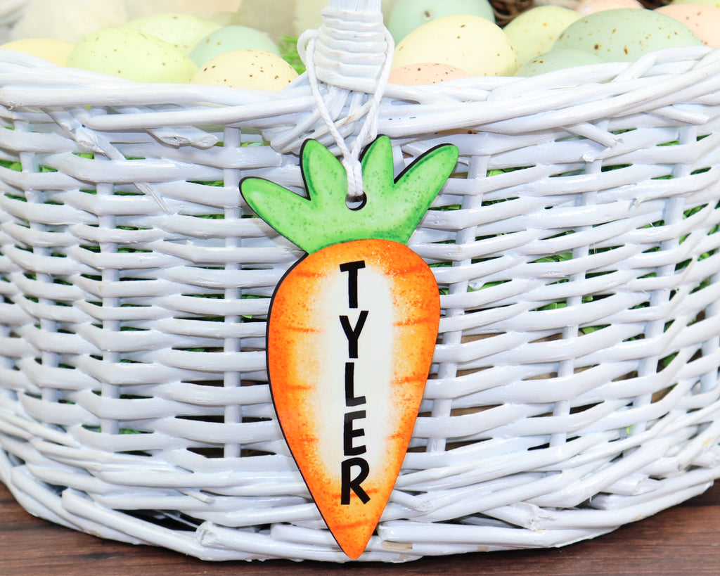 Carrot Easter Basket Name Tag - Sew Lucky Embroidery