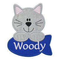 Cat and Fish Personalized Patch - Sew Lucky Embroidery
