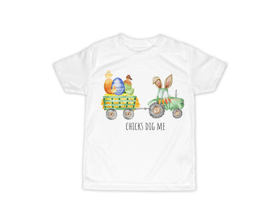 Chicks Dig Me Easter Tractor Short or Long Sleeves Shirt