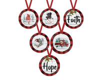 Christmas Black and Red Buffalo Check Ornaments - Set of 6