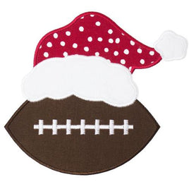 Christmas Football with polka dotted Santa hat Patch - Sew Lucky Embroidery