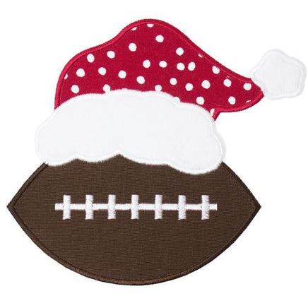 Christmas Football with polka dotted Santa hat Patch - Sew Lucky Embroidery