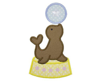 Circus Seal with Blue Ball Sew or Iron on Embroidered Patch
